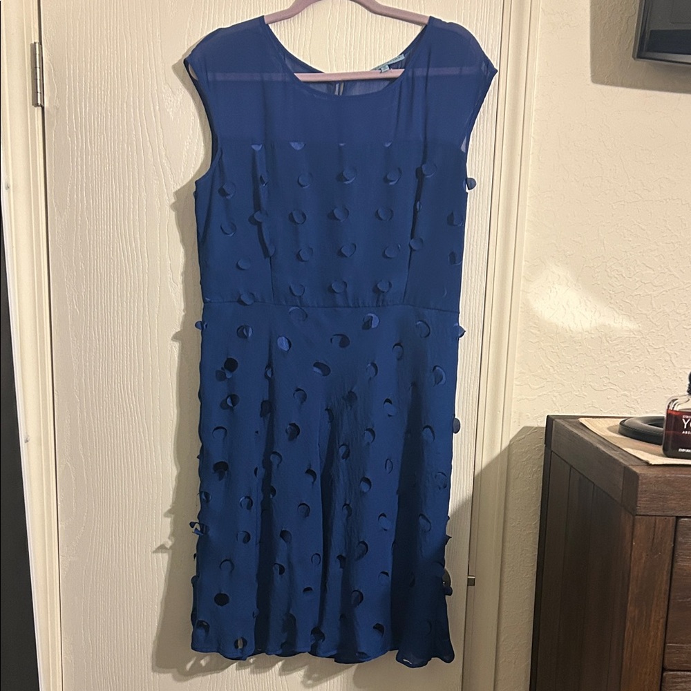 ANTONIO MELANI Royal Blue Textured Midi Dress